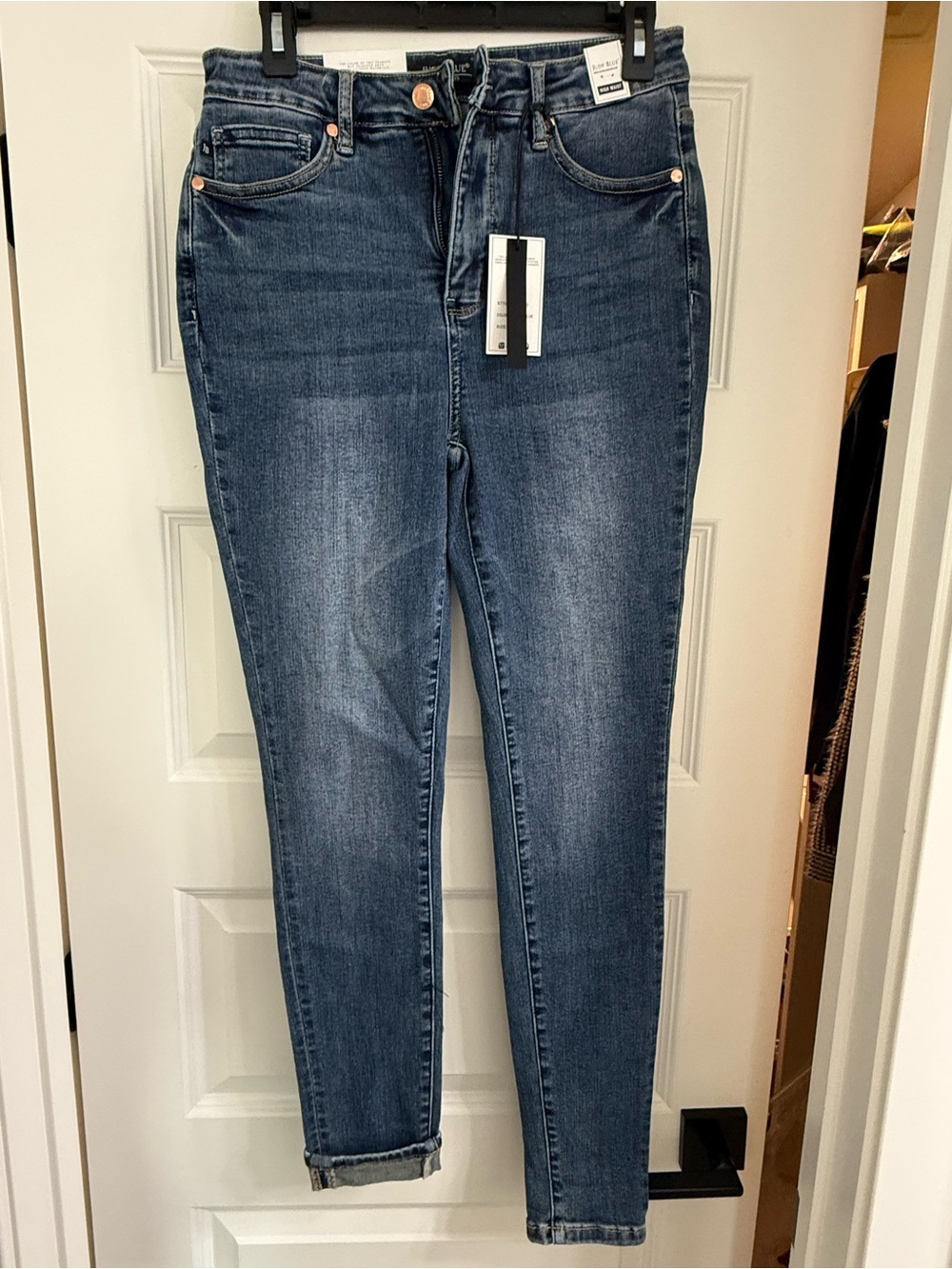 Judy Blue Women's Skinny High-Rise Jeans in Dark Blue Wash